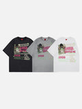 DAXUEN Retro graphic oversized T-shirt with multi-layered print