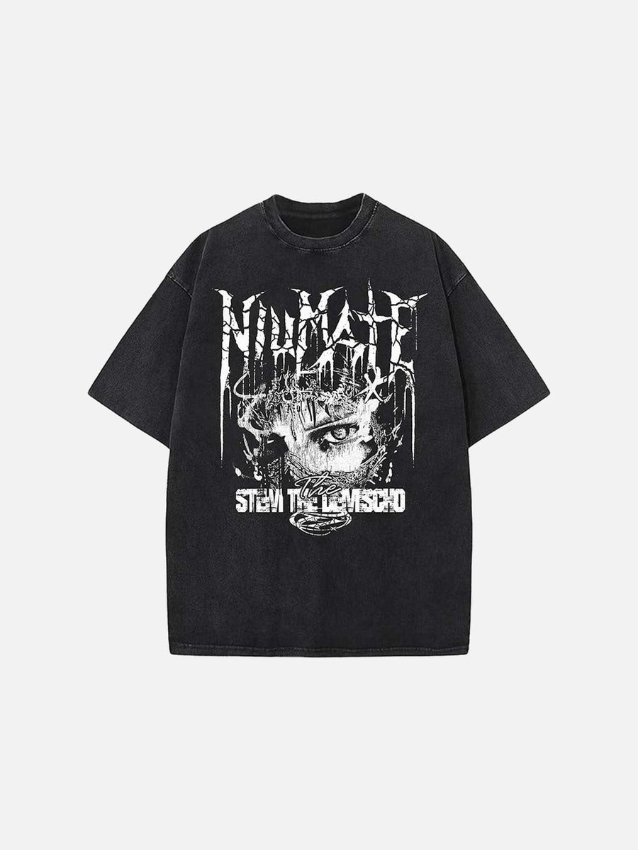 DAXUEN Retro graphic round neck short sleeve t-shirt