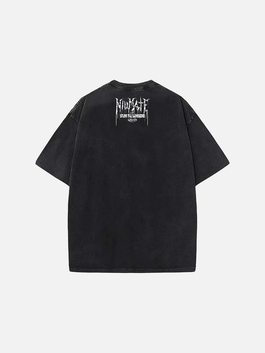 DAXUEN Retro graphic round neck short sleeve t-shirt