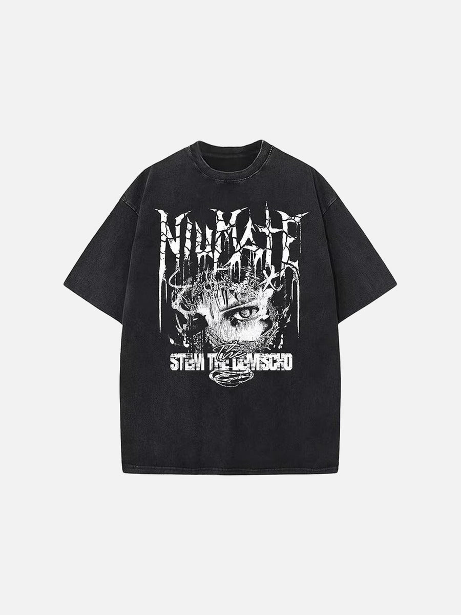DAXUEN Retro graphic round neck short sleeve t-shirt