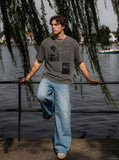 DAXUEN Retro graphic short-sleeved t-shirt — model photo