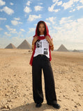 DAXUEN Retro graphic short-sleeved t-shirt — model photo