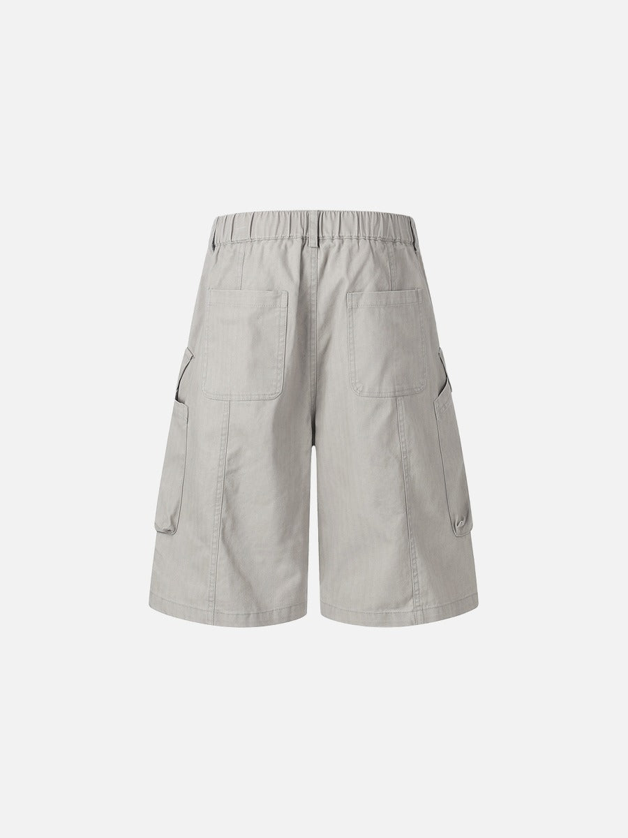DAXUEN Pair of light grey relaxed-fit herringbone cargo shorts