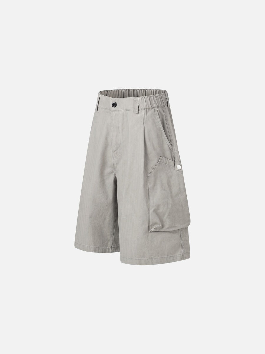DAXUEN Pair of light grey relaxed-fit herringbone cargo shorts