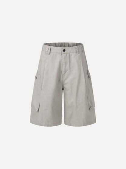 DAXUEN Pair of light grey relaxed-fit herringbone cargo shorts