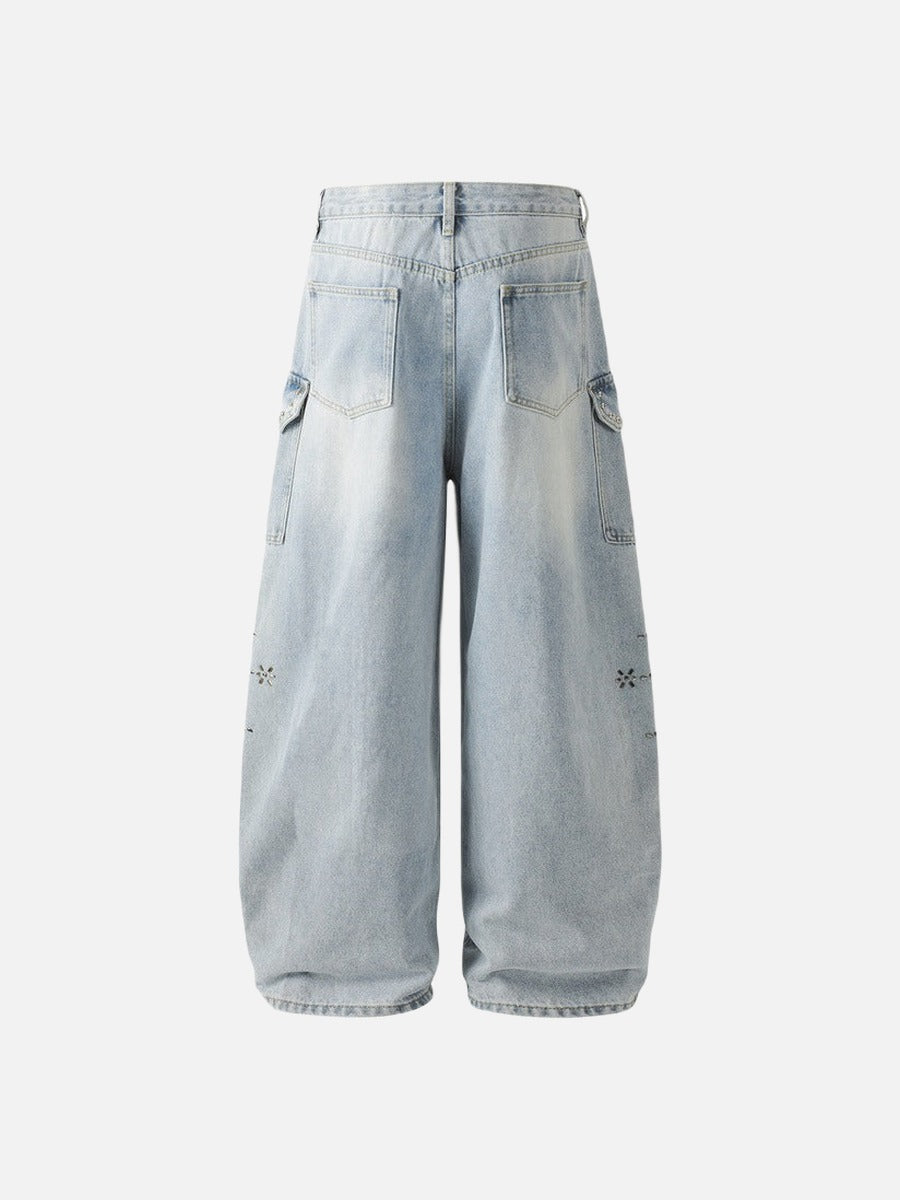DAXUEN Light blue high-waisted wide-leg denim jeans
