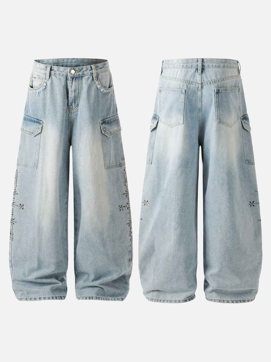 DAXUEN Light blue high-waisted wide-leg denim jeans