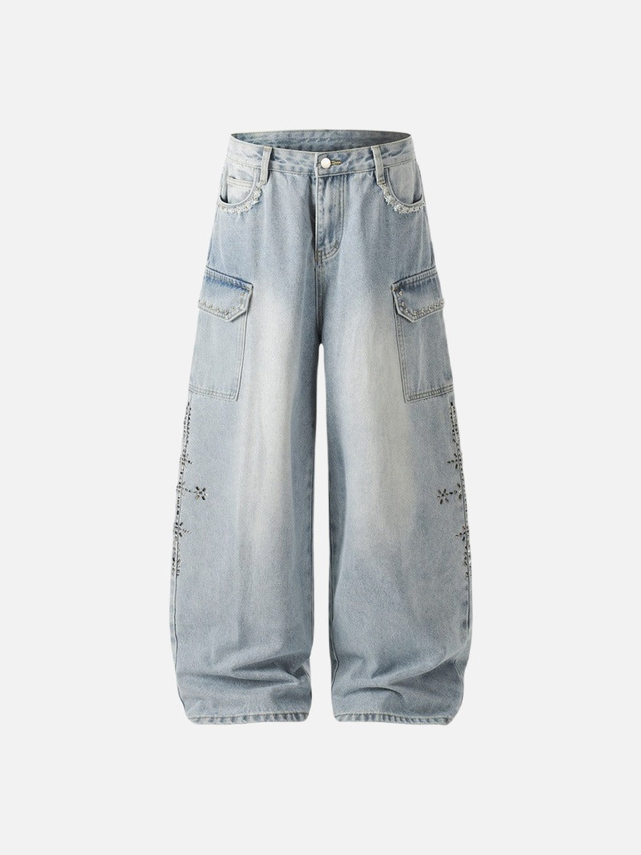 DAXUEN Light blue high-waisted wide-leg denim jeans