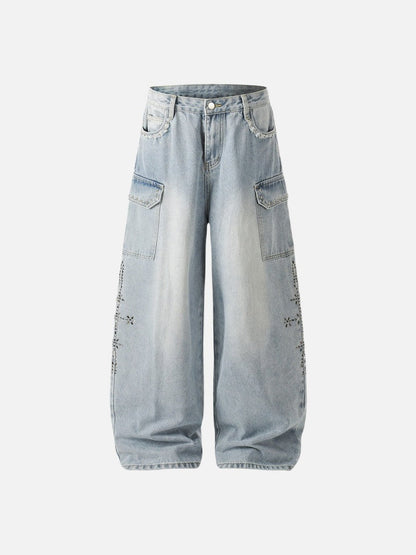 DAXUEN Light blue high-waisted wide-leg denim jeans