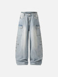 DAXUEN Light blue high-waisted wide-leg denim jeans