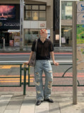DAXUEN Men's short-sleeved knitted polo shirt — model photo