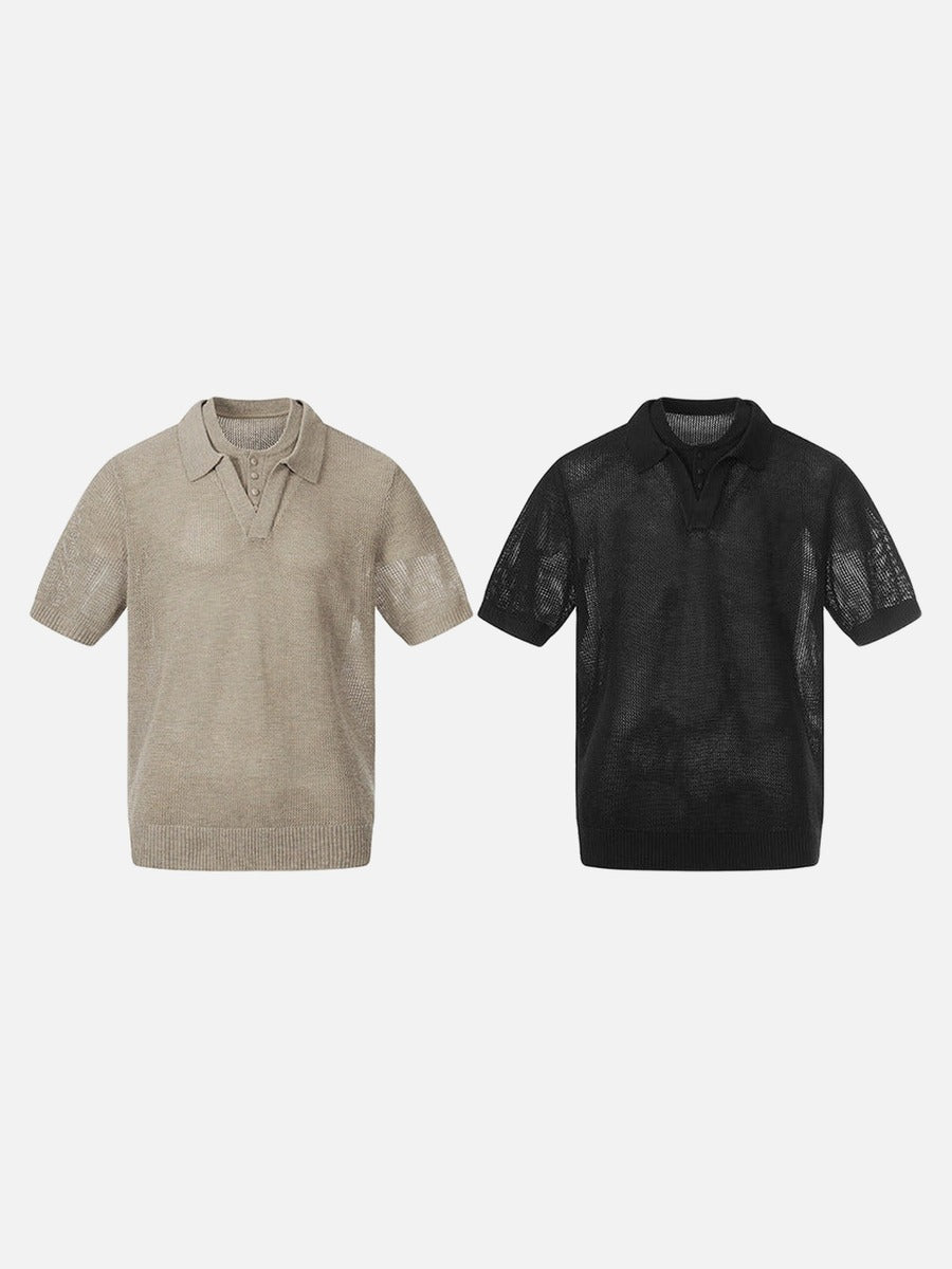 DAXUEN Men's short-sleeved knitted polo shirt
