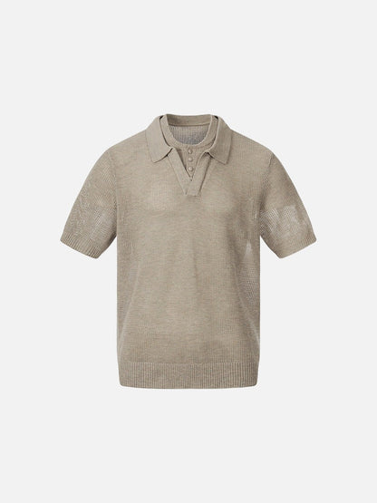 DAXUEN Men's short-sleeved knitted polo shirt