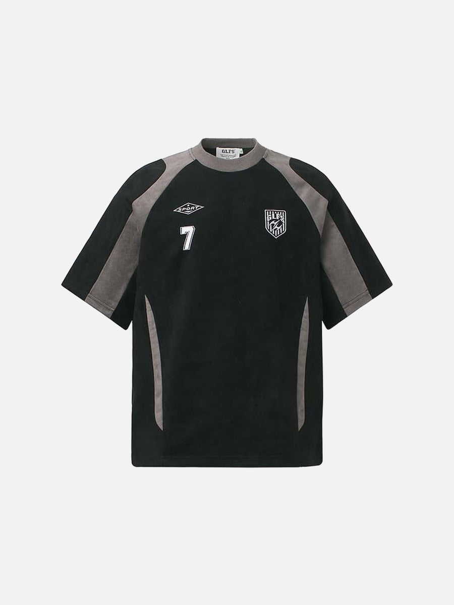 DAXUEN Retro letter badge contrast color short sleeve t-shirt