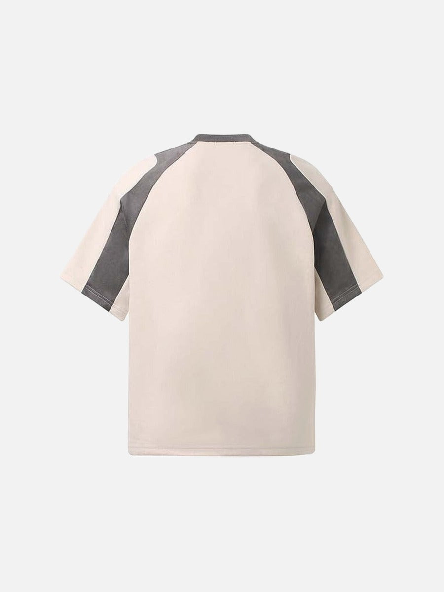 DAXUEN Retro letter badge contrast color short sleeve t-shirt