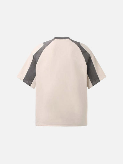 DAXUEN Retro letter badge contrast color short sleeve t-shirt
