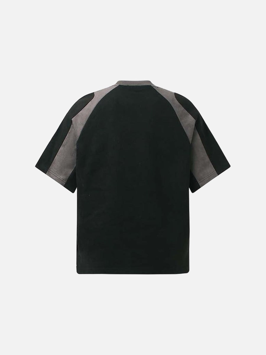 DAXUEN Retro letter badge contrast color short sleeve t-shirt