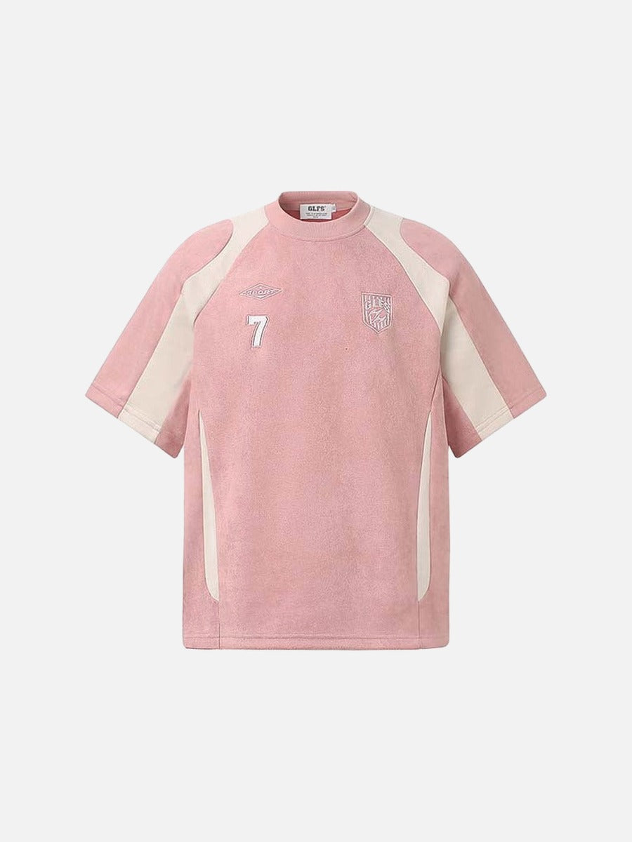 DAXUEN Retro letter badge contrast color short sleeve t-shirt