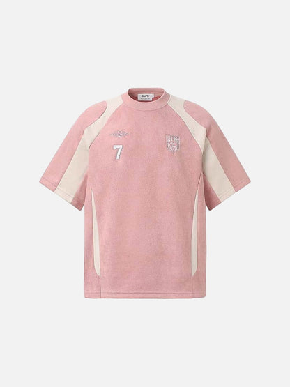 DAXUEN Retro letter badge contrast color short sleeve t-shirt