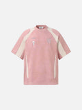 DAXUEN Retro letter badge contrast color short sleeve t-shirt