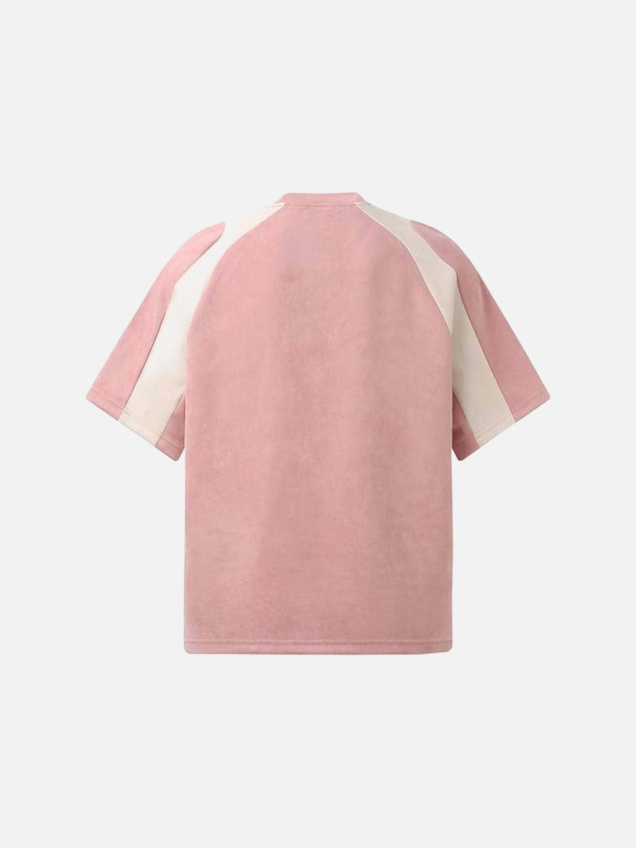 DAXUEN Retro letter badge contrast color short sleeve t-shirt