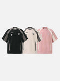 DAXUEN Retro letter badge contrast color short sleeve t-shirt