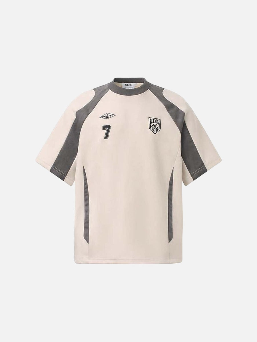 DAXUEN Retro letter badge contrast color short sleeve t-shirt