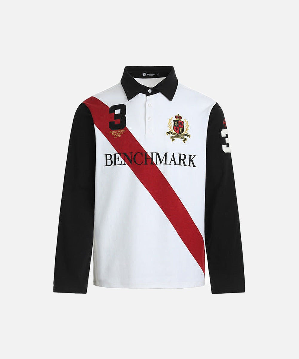 DAXUEN Retro long sleeve polo shirt with contrasting sleeves and collar