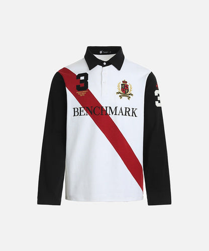 DAXUEN Retro long sleeve polo shirt with contrasting sleeves and collar
