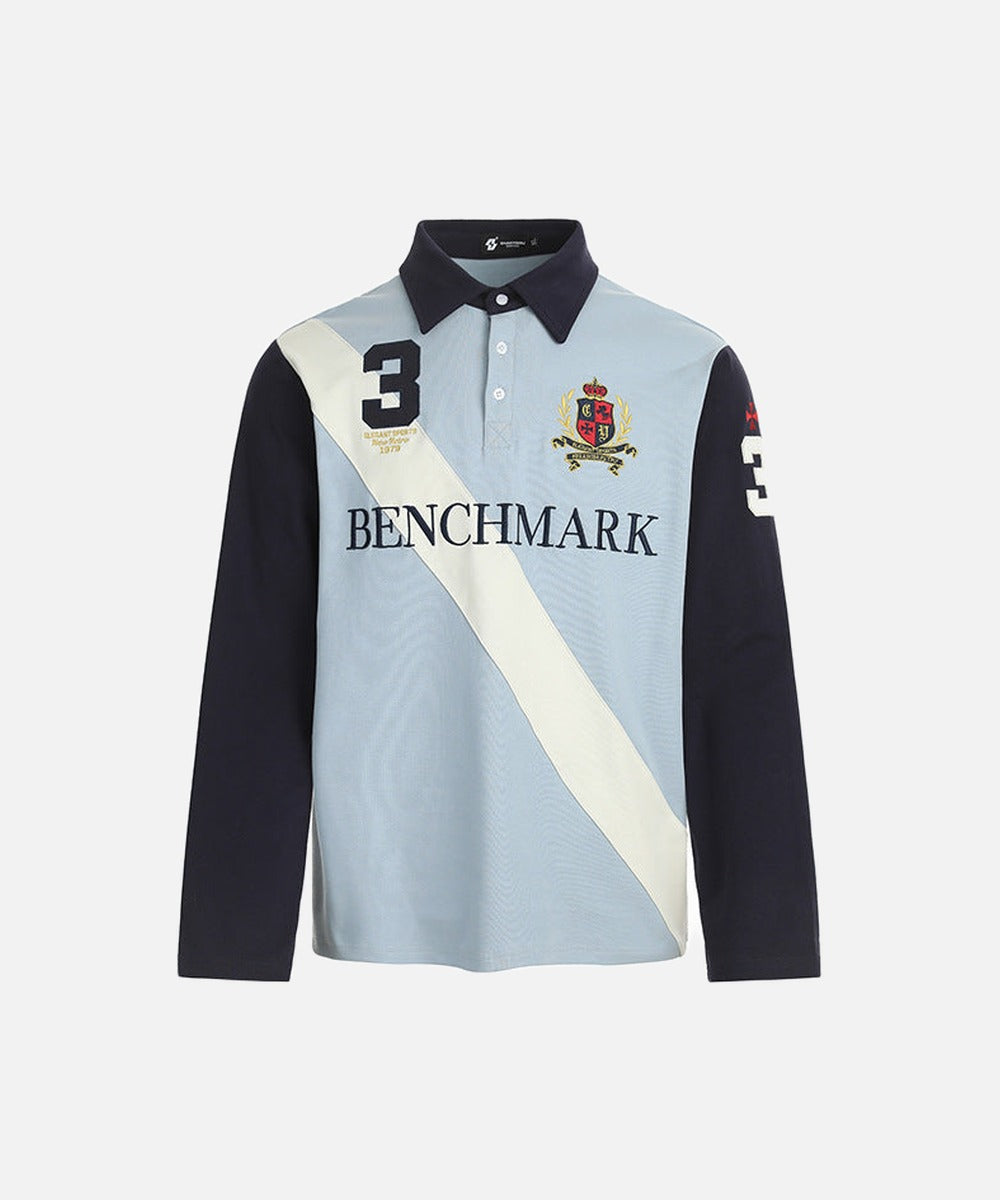 DAXUEN Retro long sleeve polo shirt with contrasting sleeves and collar