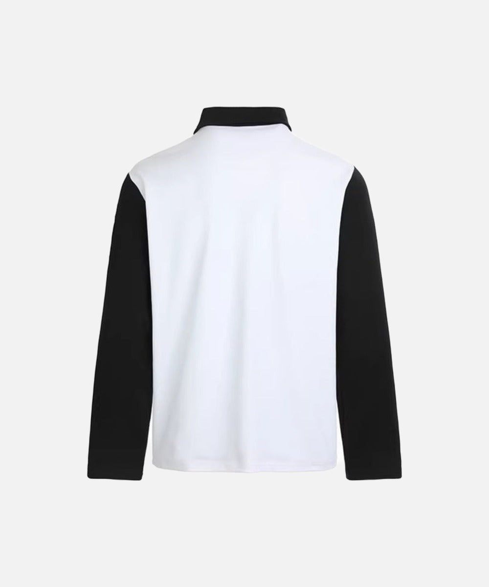 DAXUEN Retro long sleeve polo shirt with contrasting sleeves and collar