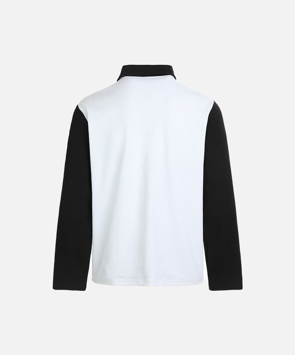 DAXUEN Retro long sleeve polo shirt with contrasting sleeves and collar