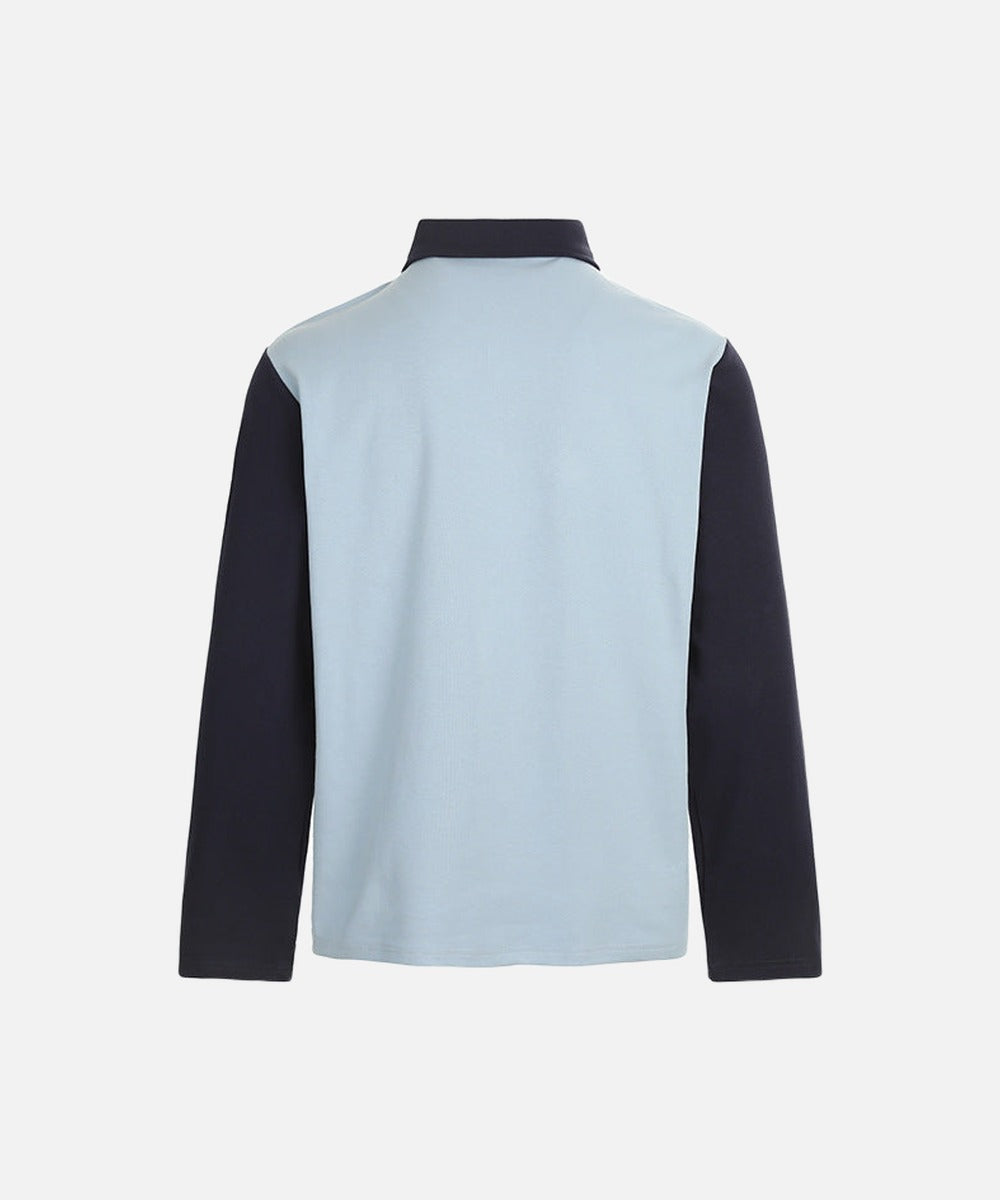 DAXUEN Retro long sleeve polo shirt with contrasting sleeves and collar