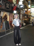 DAXUEN Checkered short-sleeved button-up shirt with embroidered details — model photo