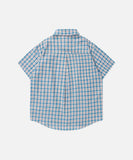 DAXUEN Checkered short-sleeved button-up shirt with embroidered details