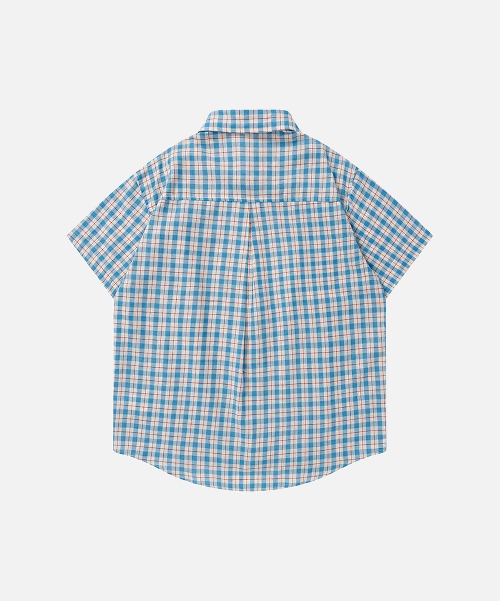 DAXUEN Checkered short-sleeved button-up shirt with embroidered details
