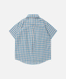 DAXUEN Checkered short-sleeved button-up shirt with embroidered details