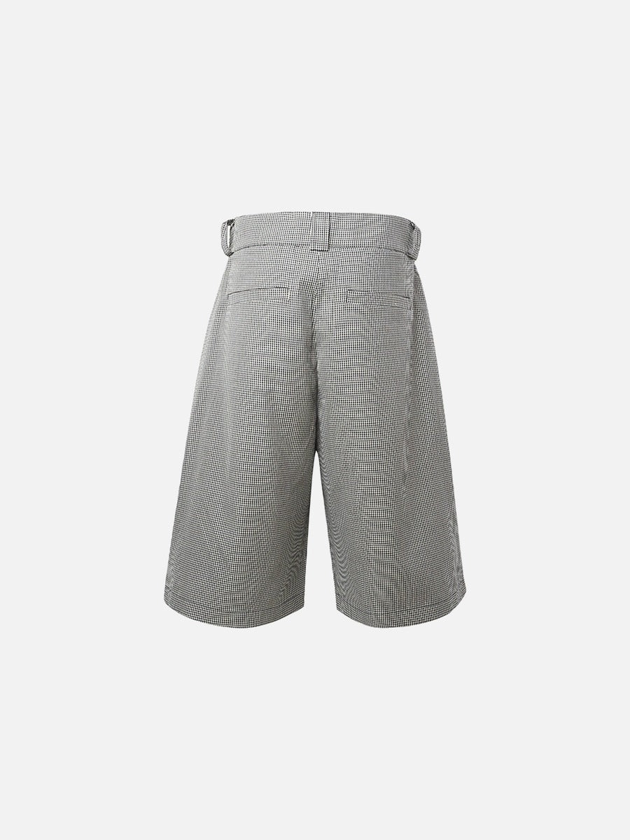DAXUEN High-waisted wide-leg culotte shorts with micro-check pattern