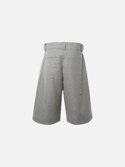 DAXUEN High-waisted wide-leg culotte shorts with micro-check pattern