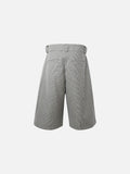 DAXUEN High-waisted wide-leg culotte shorts with micro-check pattern