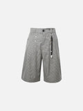 DAXUEN High-waisted wide-leg culotte shorts with micro-check pattern