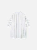 DAXUEN White short-sleeved polo shirt with pinstripes and graphics