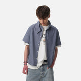 DAXUEN Men's short-sleeved plaid button-up shirt