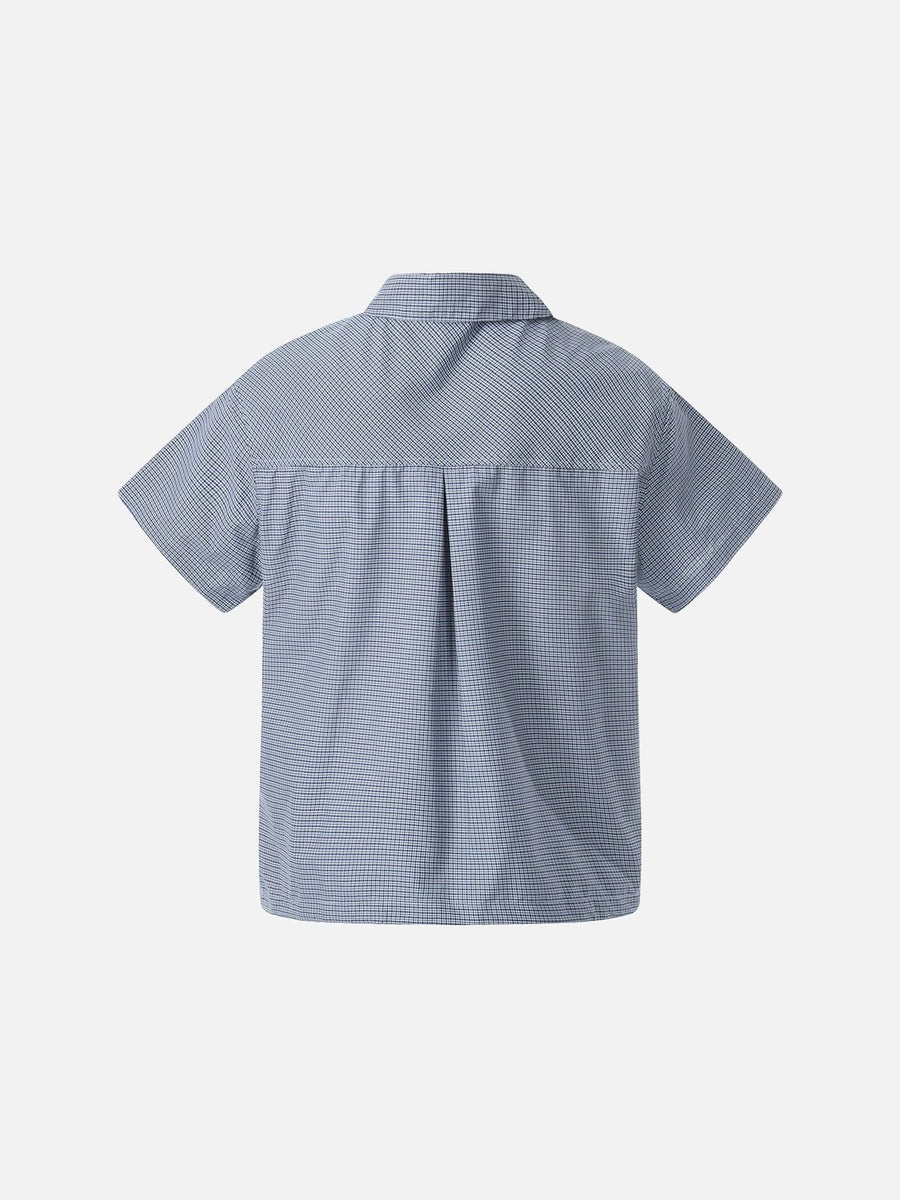DAXUEN Men's short-sleeved plaid button-up shirt
