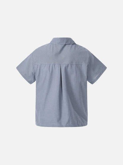 DAXUEN Men's short-sleeved plaid button-up shirt