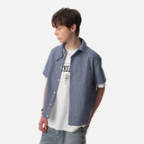 DAXUEN Men's short-sleeved plaid button-up shirt