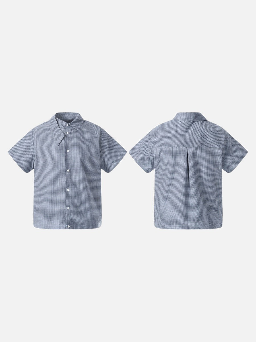 DAXUEN Men's short-sleeved plaid button-up shirt