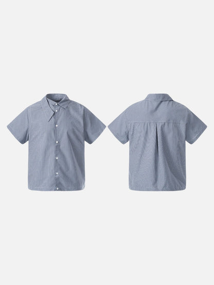 DAXUEN Men's short-sleeved plaid button-up shirt