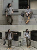 DAXUEN Retro plaid short-sleeved shirt — model photo
