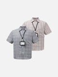 DAXUEN Retro plaid short-sleeved shirt